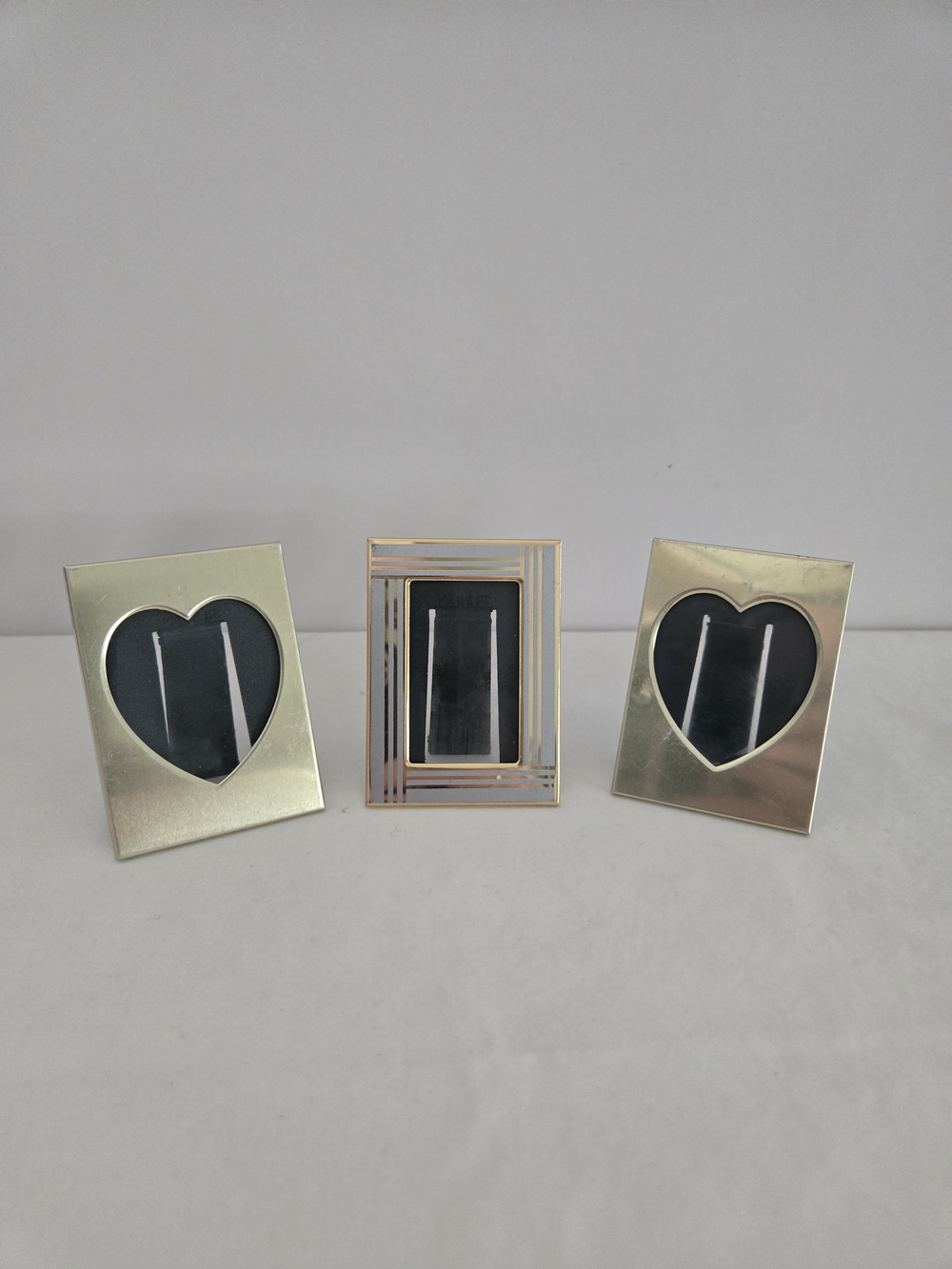Vintage Gold Tone Heart & Rectangular Photo Frame Set